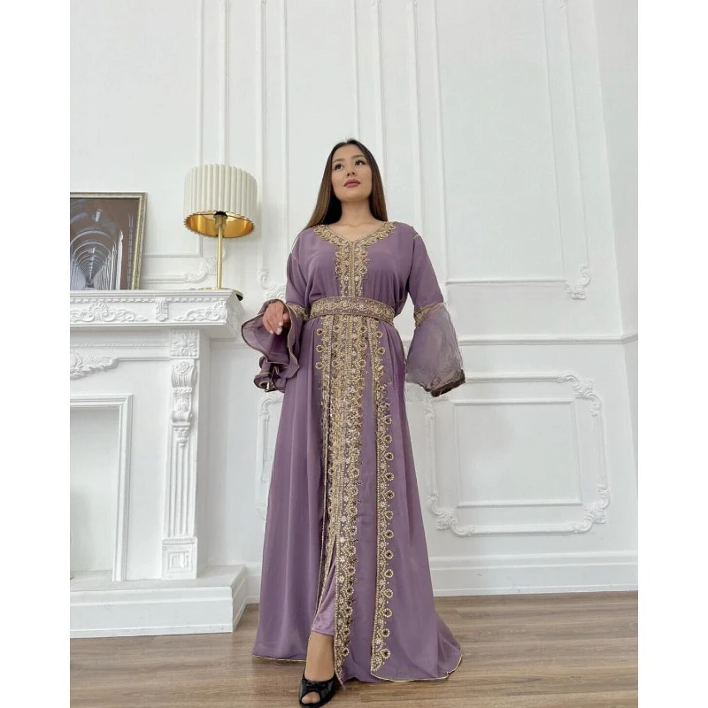 

Purple Kaftans Farasha Abaya Dress From Dubai Morocco Is A Very Fancy Long Dress