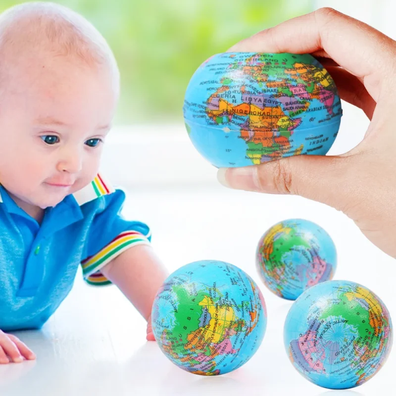 12Pcs Earth Squeeze Balls Soft Foam Globe Stress Relief Squeeze Toys Hand Wrist Exercise Sponge Toy for Kids Educational Gifts