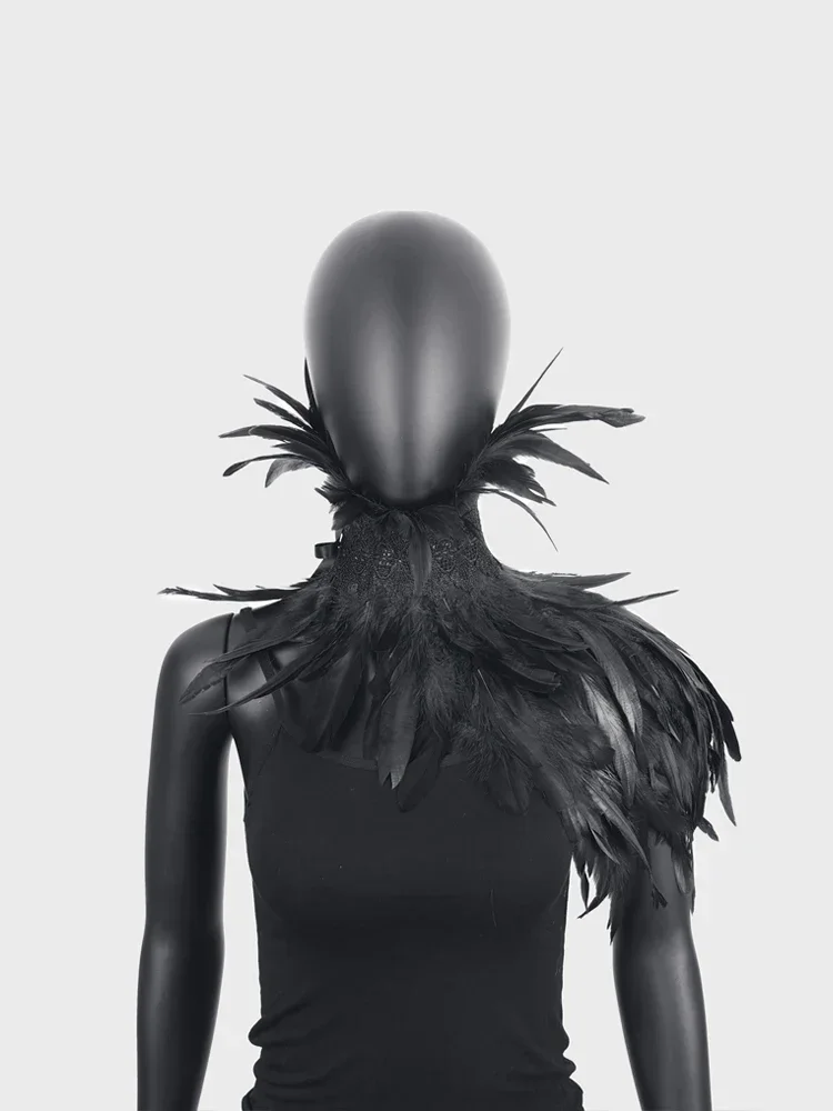 

Halloween Feather Shrug Shawl Gothic Punk Feather Cape Natural Feather Shrug Shawl Women Cosplay Stage Show Costume Hot Clubwear