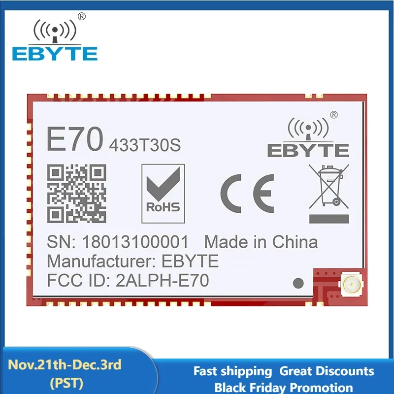 CC1310 433MHz Module Wireless Transceiver 30dBm UART Interface Long Distance 6km IPEX Antenna EBYTE E70-433T30S Receiver