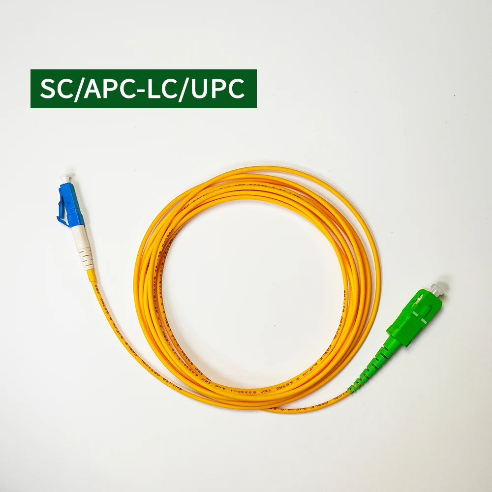 Kabel Patch serat optik SC/APC ke LC/UPC Mode tunggal Diameter 2.0mm SC-LC kabel Patch optik 3M serat optik