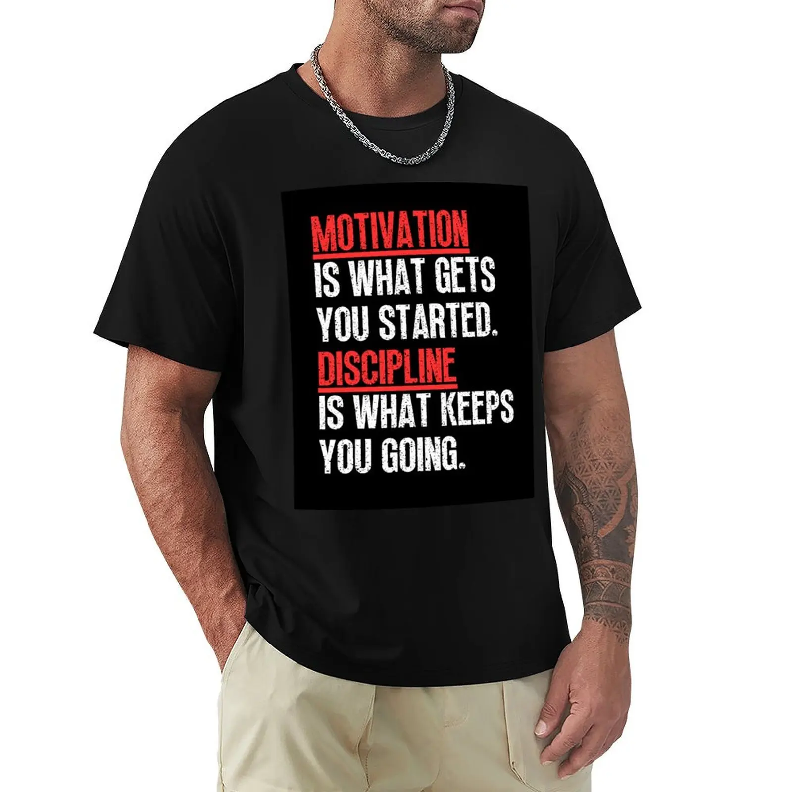 Motivation VS Discipline T-Shirt Breathable Gym Short Sleeve T-Shirt
