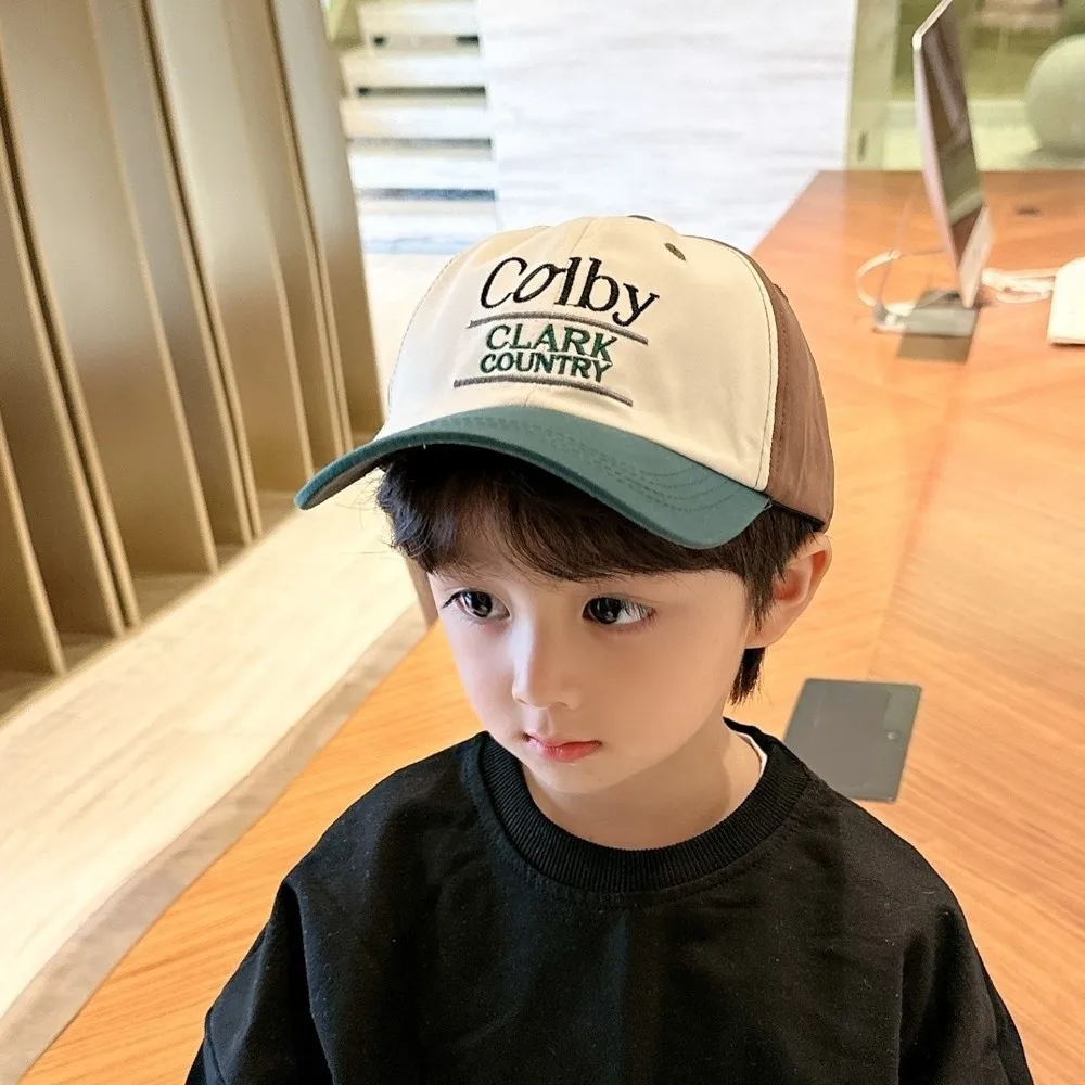 

Casual Letter Print Kids Baseball Hat Adjustable Strap Cotton Peaked Cap Duck Tongue Caps Spring Summer
