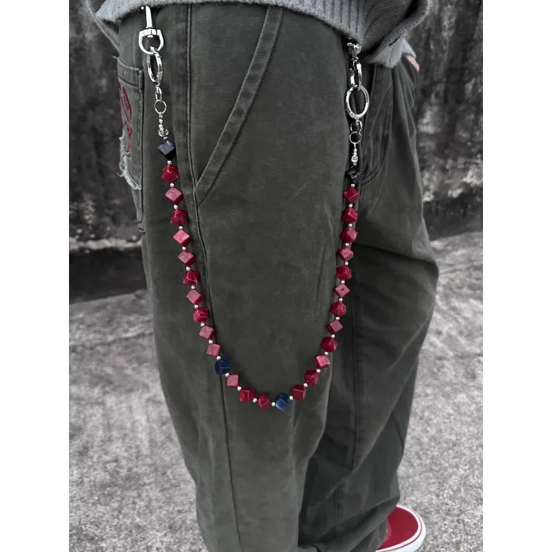 

Original KGSC ink smudge acrylic red beads American cleanfit trouser chain vintage retro style denim