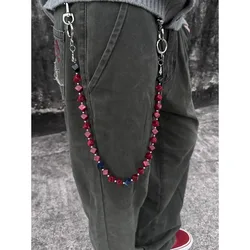 Original KGSC ink smudge acrylic red beads American cleanfit trouser chain vintage retro style denim