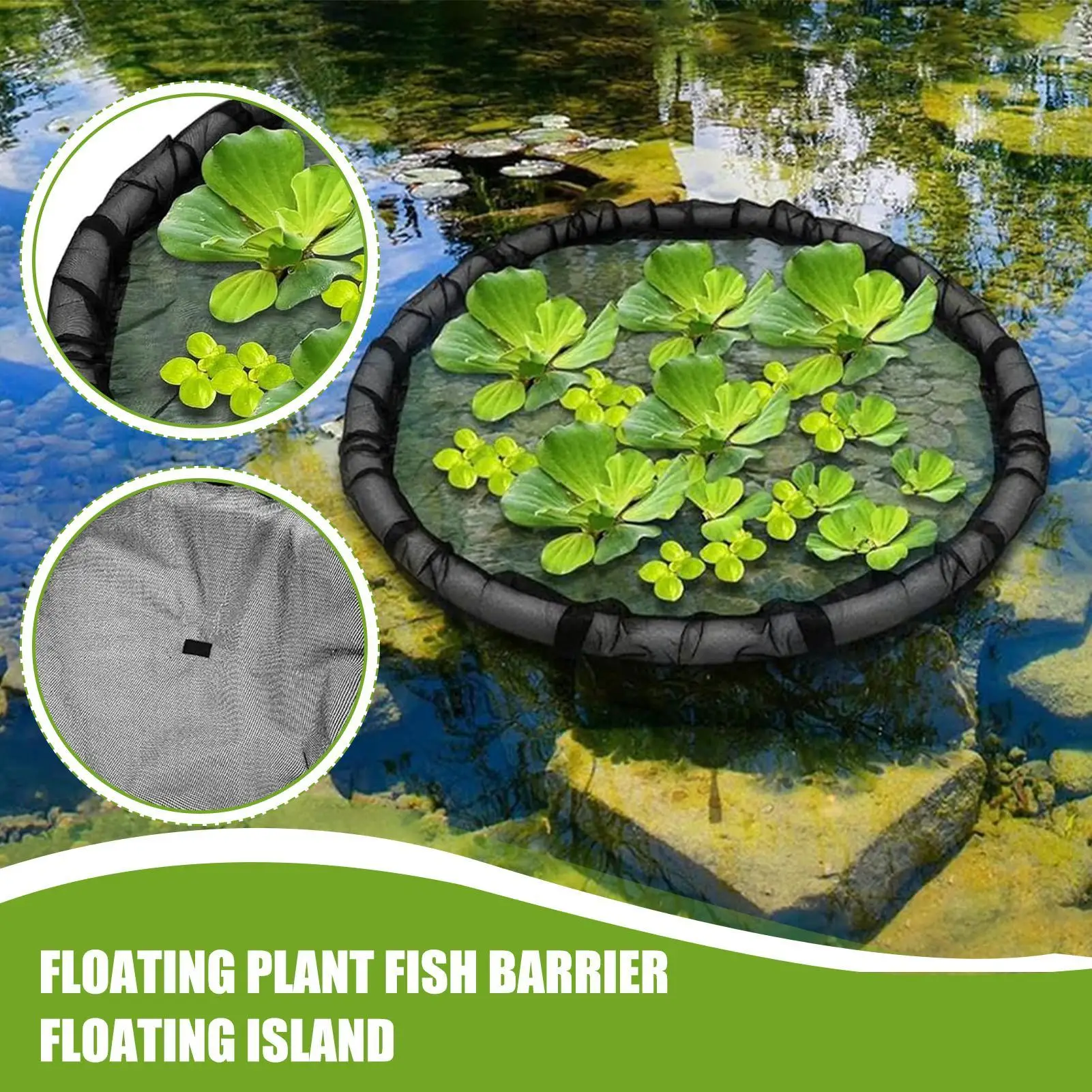 Fine Mesh Floating Island Plant Protector Net Breathable Wear-resistant Pond Plant Isolation Net Polyester UV Resistant