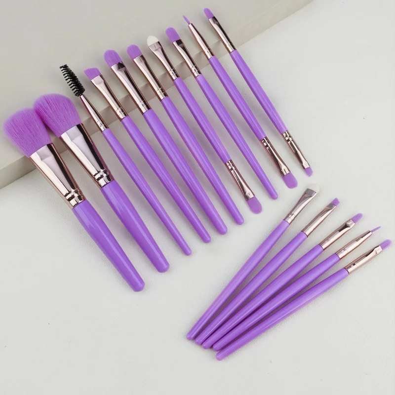 

15-Piece Makeup Brush Set with Plastic Handle: Eyeshadow, Eyebrow, Eyeliner, Loose Powder Brushes, Versatile Beauty Tools
