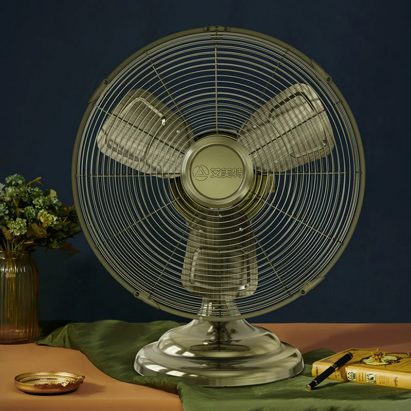 Imitation Retro Nostalgic Small Fans Three Speed Adjustable Home Electric Fans Desktop Old-fashioned Metal Bedside Portable Fan