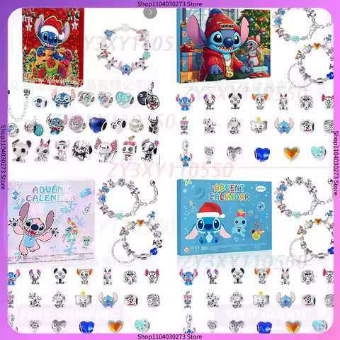 Disney Mickey Stitch Christmas Advent Calendar 24 Days Xmas Countdown Jewelry Making Kit For Kids Halloween Gift Idea Christmas