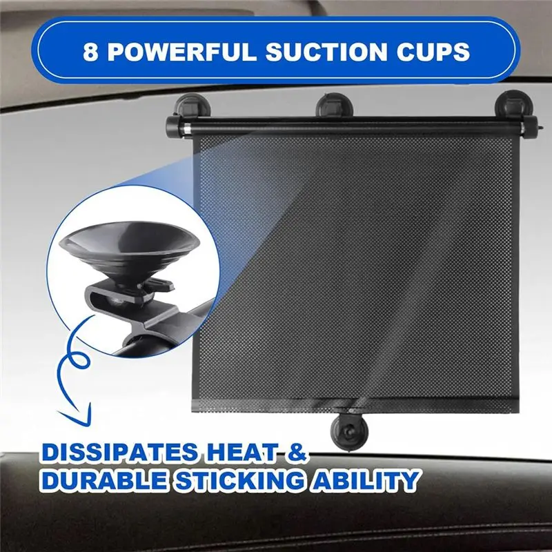 Car Side Window Sun Shade 2 Pack, Retractable Car Roller Sunshade For Kids, Baby Car Window Shades For UV And Sun Glare-A91R
