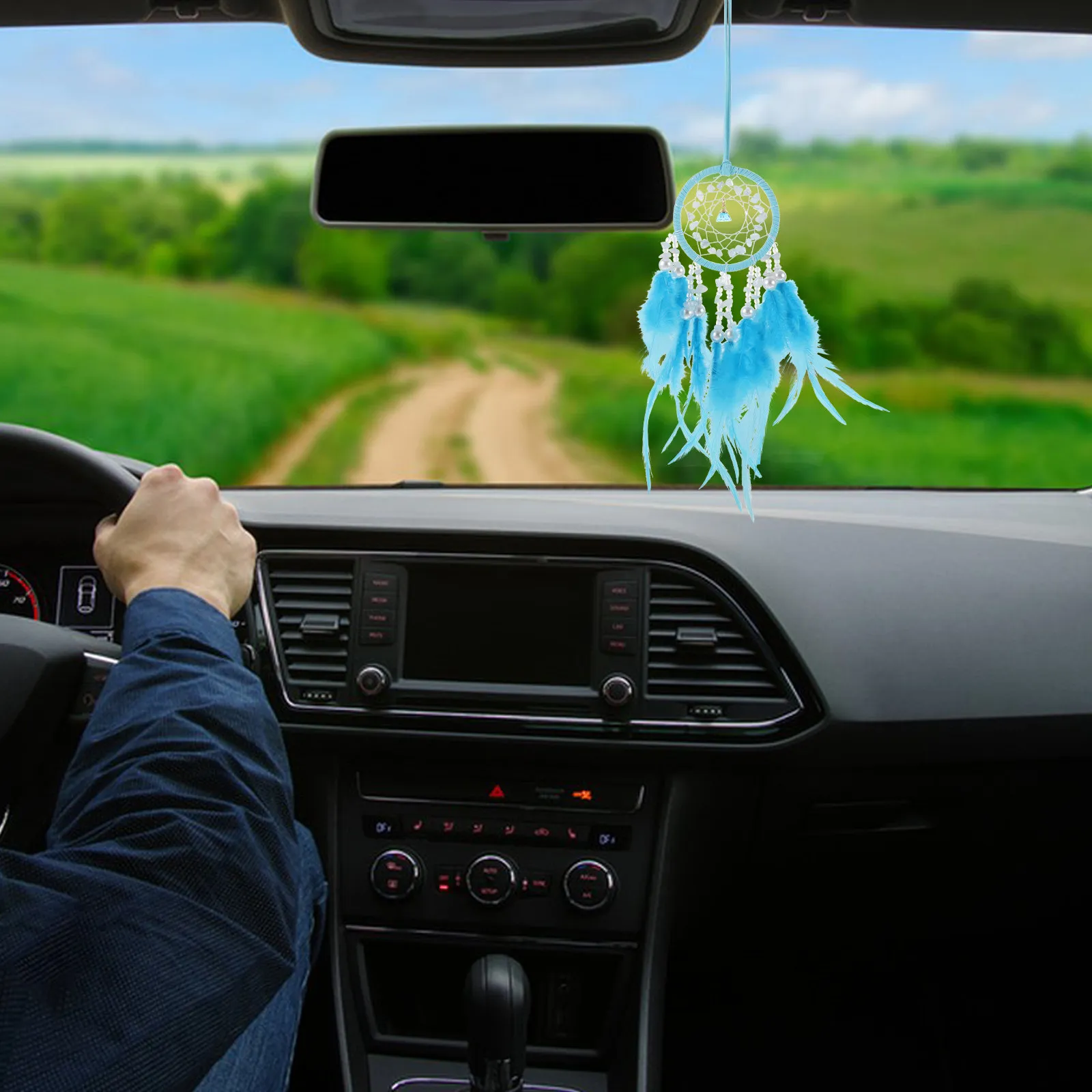 

Handmade Crystal Car Charm Dream Catcher Plume Hanging Ornament Interior Decoration Boho Aesthetic Cute Accessories