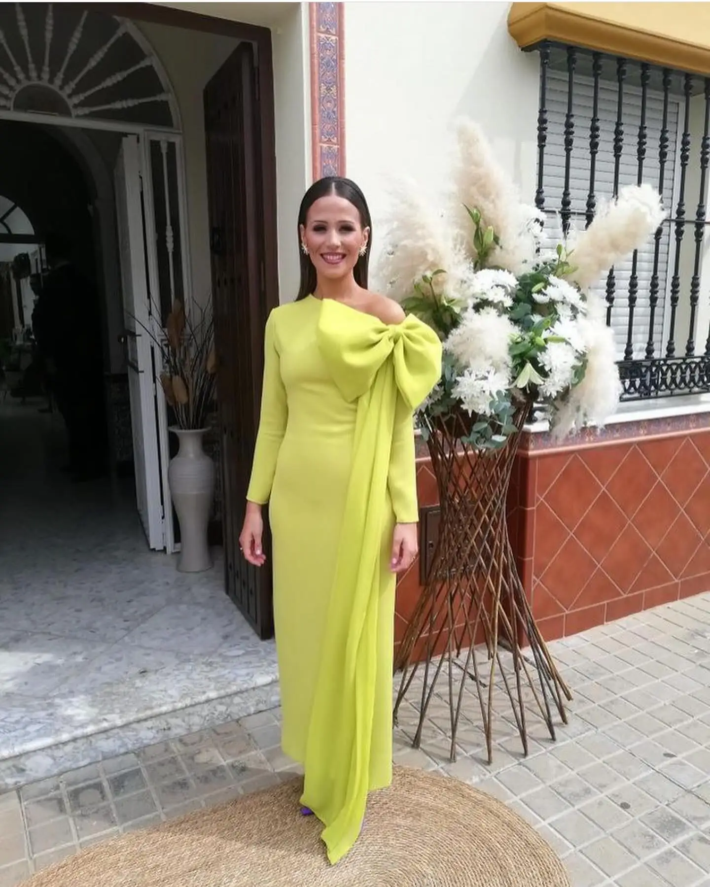 

Customized Temperament Off The Shoulder Bow Evening Dresses Graceful Jersey Long Sleeves Pleats Vestido De Festa Robe