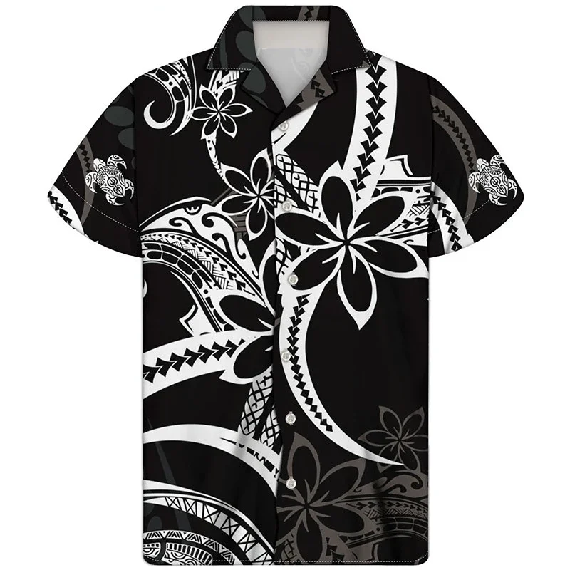 

Aharajuku Fashion Polynesian Tribe Short Sleeve Shirt 3D Printed Hawaiian shirt Men's casual short sleeve summer