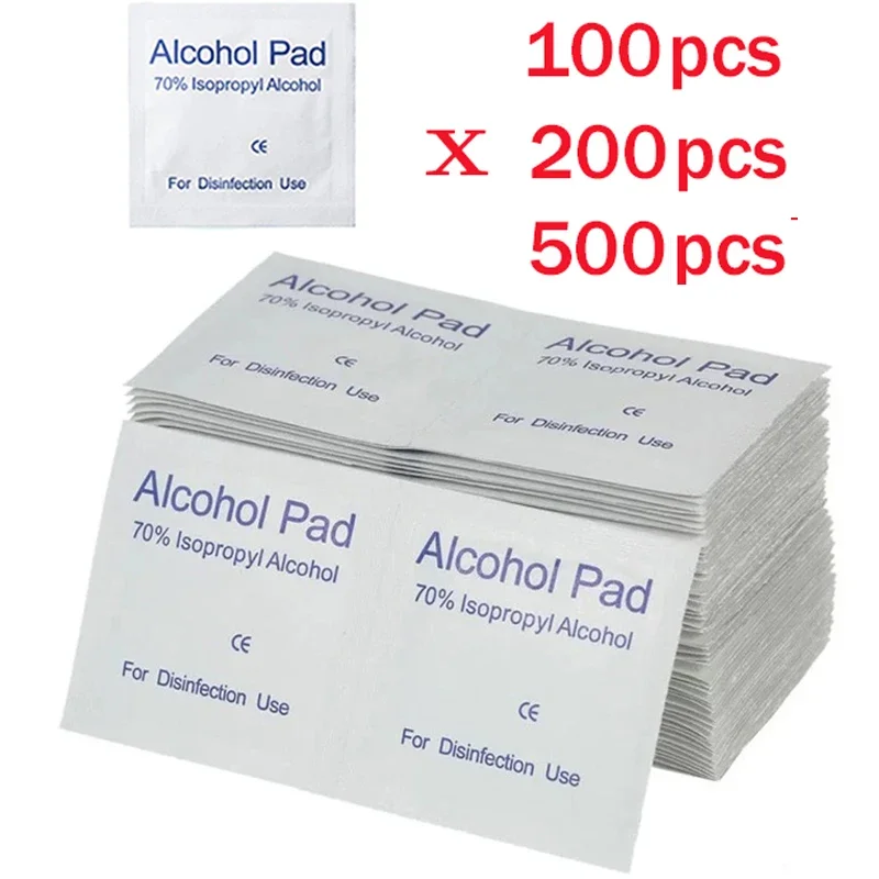 Alcohol Pad 500 Pcs/50pcs Disinfectant Wipes Disinfection Piercing 75% Alcohol Wipe Pad Pack for Glass Nail Sterilization Cotton