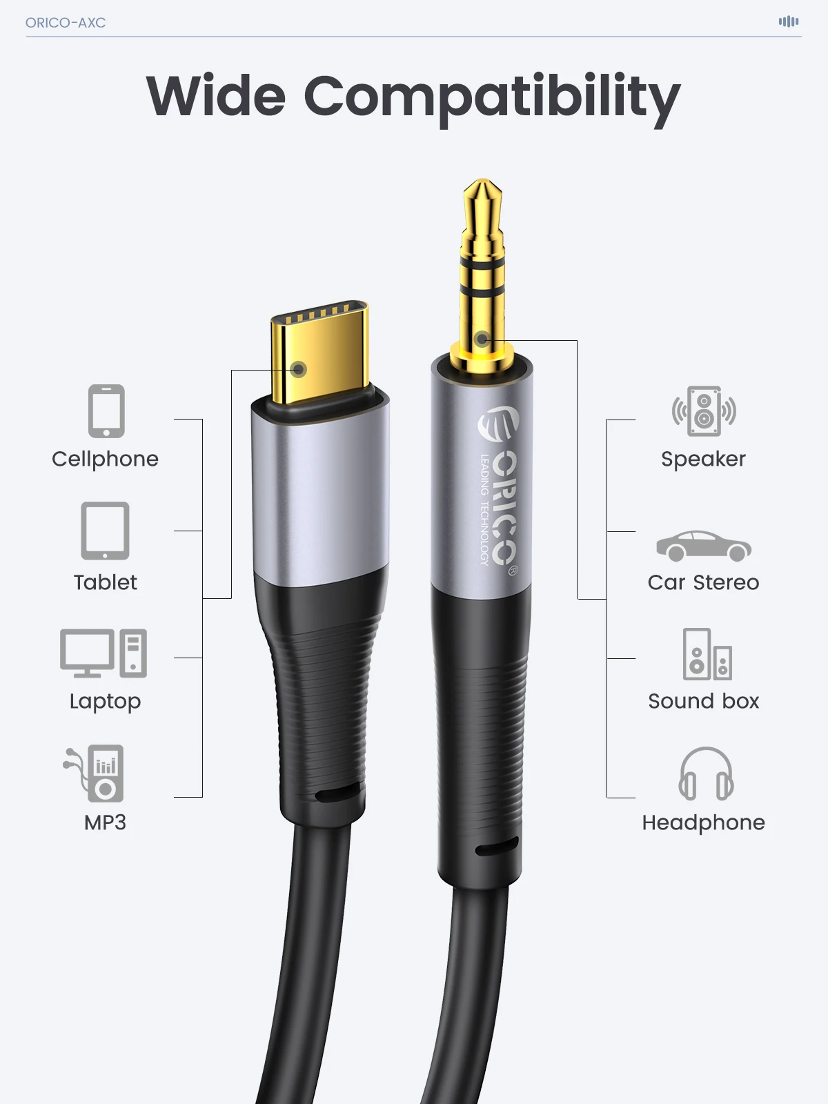 Orico-USB Type-Cから3.5mmの照明アダプター,ヘッドフォン,ステレオ,iPad Pro,Samsung用のジャック付き