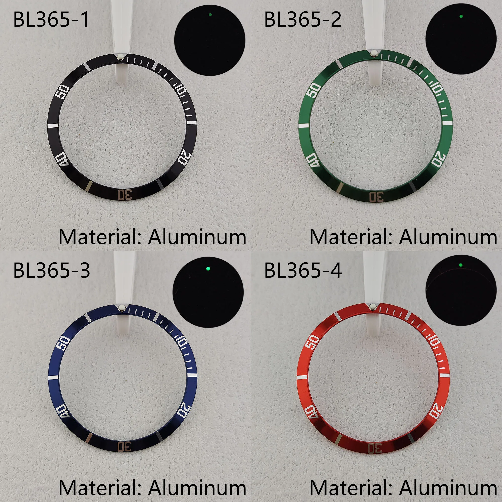 inserto per lunetta per orologio verde luminoso Adatto per cassa dell'orologio da 36,5 mm Modulo inserto per lunetta in alluminio Accessori per orologi di ricambio ﻿