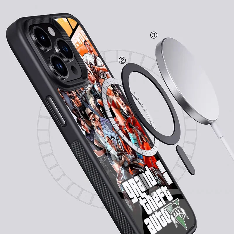 Rockstar Gta 5 Grand Phone Case Magnetic For IPhone 15 14 13 Pro Max 11 12 Mini Alex Mirror For Magsafe Wireless Charging Cover