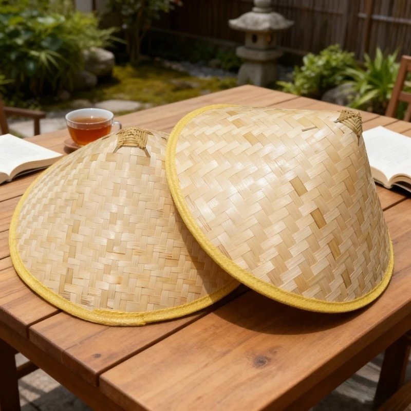 

Бамбуковая тканая шляпа с широкими полями, солнцезащитная шляпа, коническая шляпа, подходит для рыбалки на открытом воздухе, пляжа и культурных мероприятий