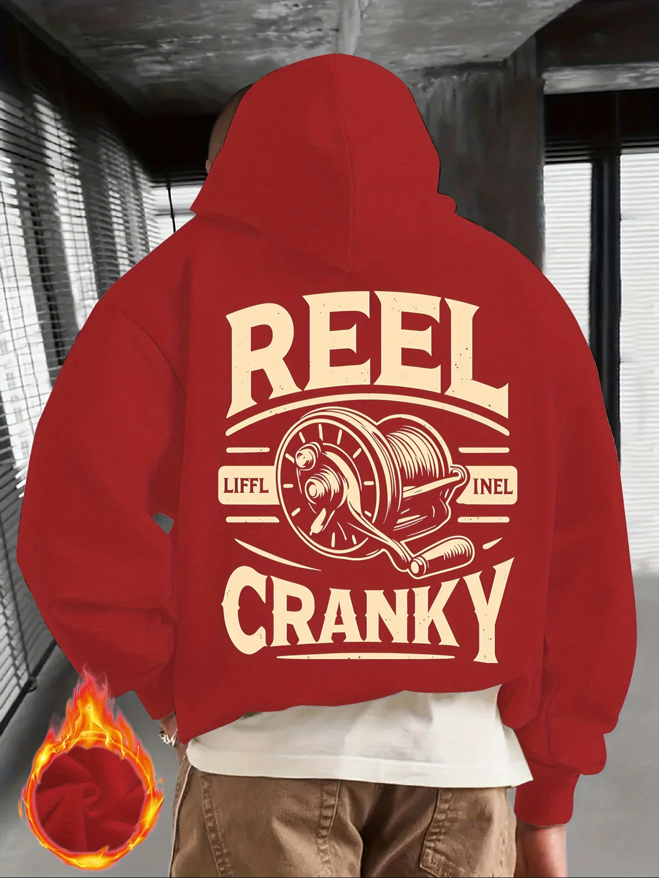 Herren Sport Hip-Hop Hoodie, Vintage Angelrolle Grafik Streetwear, Russische Größe Fleece Pullover Sweatshirt für Männer – Detail 2