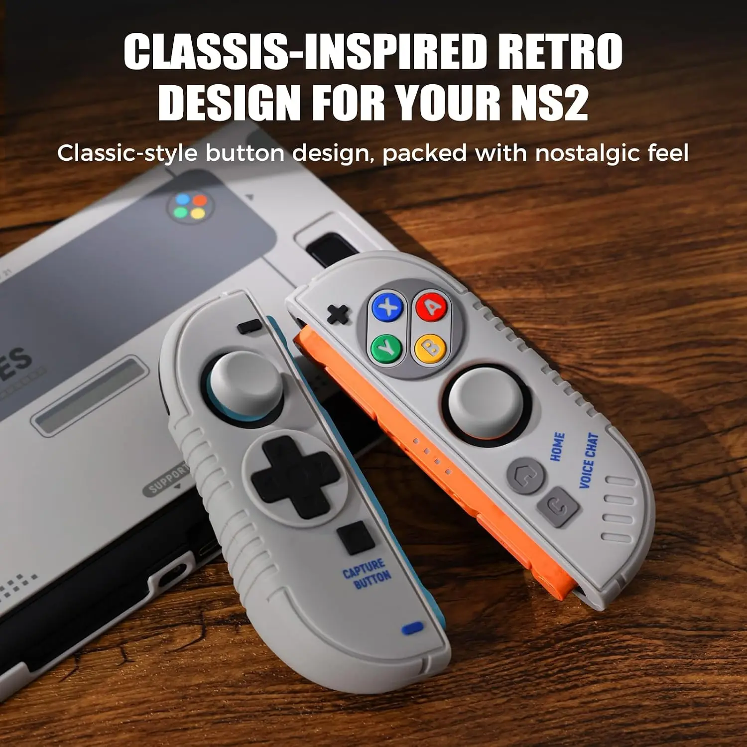 IINE Retro SFC Themed Full Body Handheld Sleeve Soft Silicone Anti-Slip Controller Shell for Nintendo Switch 2 Gaming Console