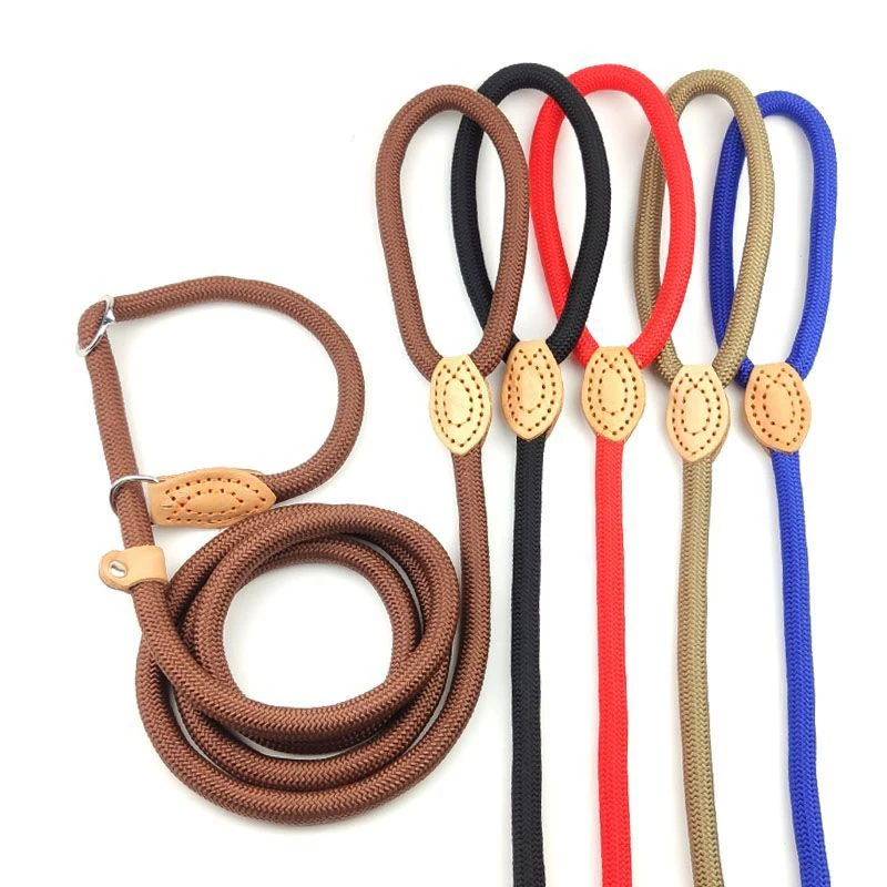 Dog Leash Slip Rope Lead Leash Heavy Duty Braided Rope Adjustable Loop Collar Training Leashes For Medium Large Dogs Accessories