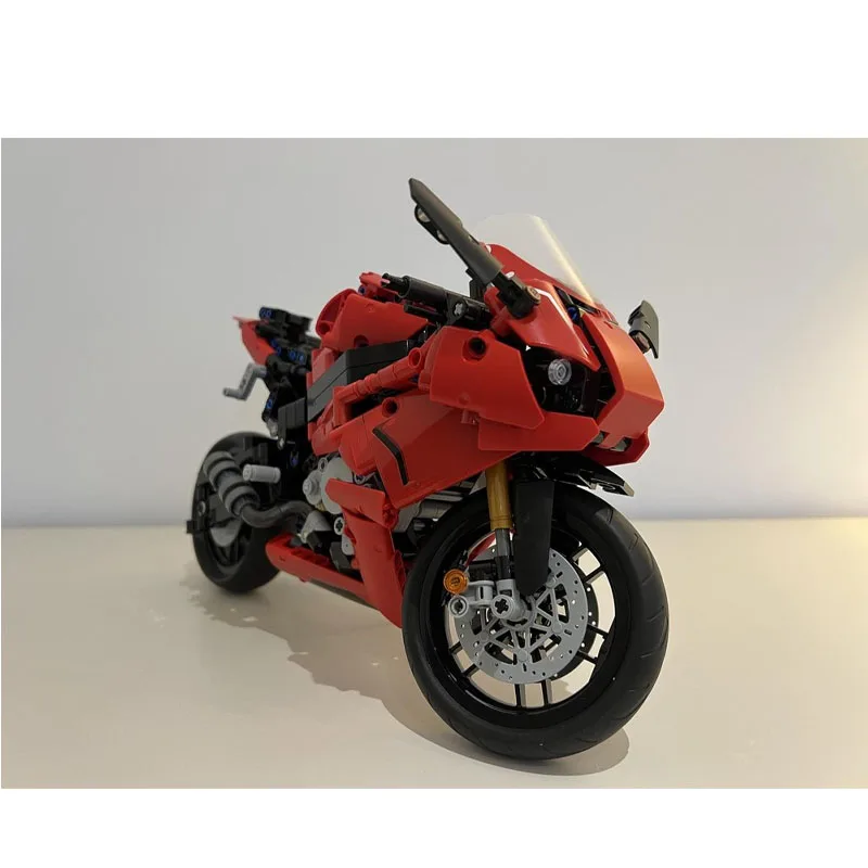 

MOC-121099 Classic New Style Red Sports Motorcycle Building Blocks Model, 790 Parts, MOC Boys Children's Birthday Toy Gift