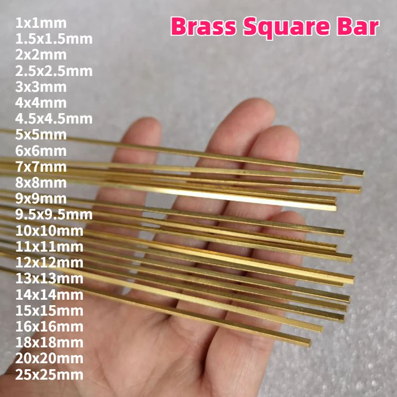 1-4Pcs Length 500mm Brass Square Bar 1x1/1.5x1.5/2x2/3x3/4x4/4.5x4.5/5x5/6x6-25x25mm Thin Small Square Decorative Copper Bar