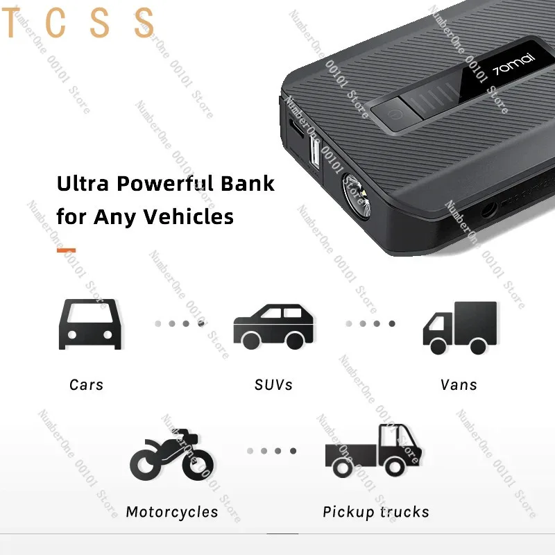 11000‑18000mAh Portable Car Jump Starter Booster, Power Bank With LED Light for 8L Gas 3.5L Diesel Vehicle
