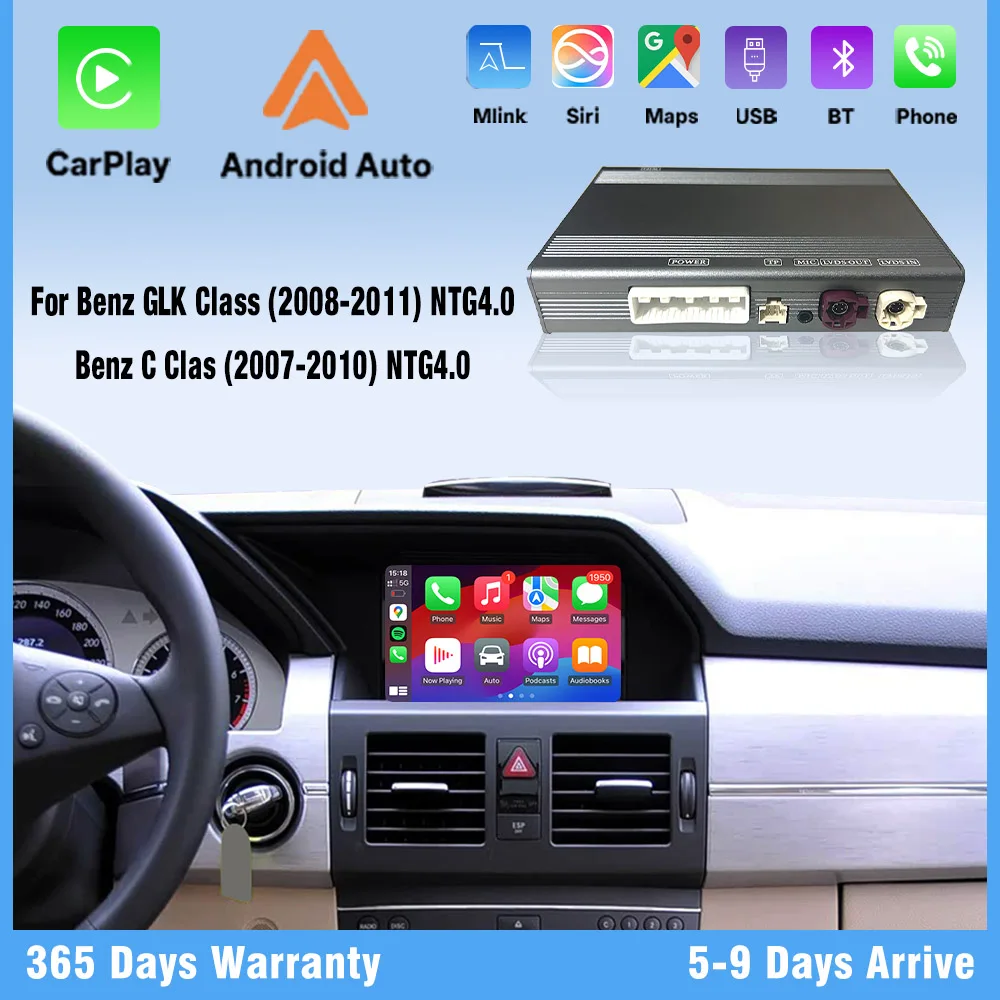 Wireless CarPlay Android Auto Adapter for Mercedes GLK/C Class W204 NTG4.0 DSP Navi Backup Camera Mirroring Plug Play No Delay