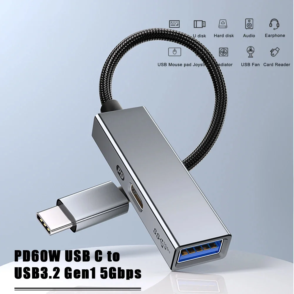 

PD 60W USB3.2 to Type C Gen1 OTG Adapter For iPhone 15 Pro Max 15 Pro 15 Plus For Samsung iPad Macbook Keyboard Mouse Converter