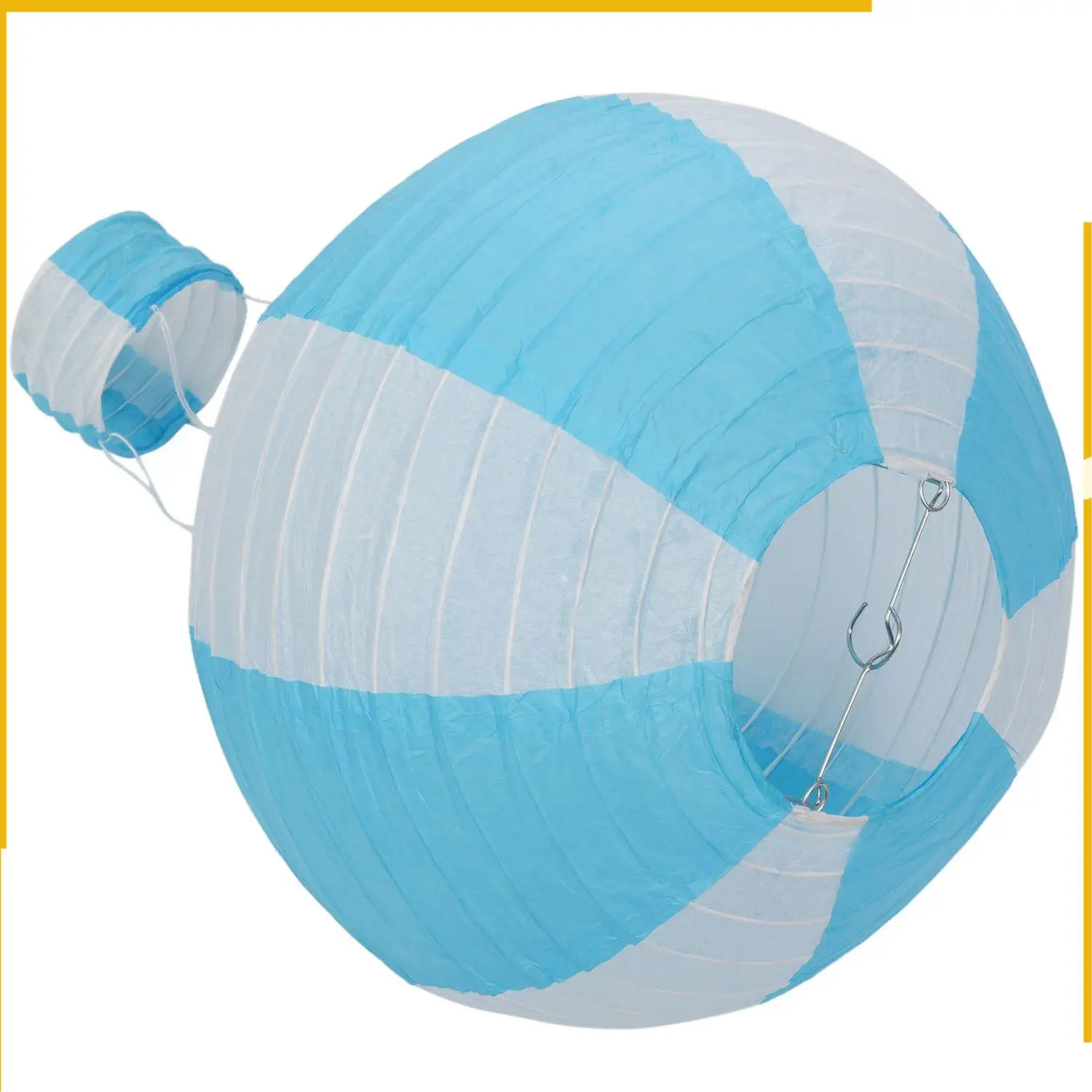 

A92P 12Inch Hot Air Balloon Paper Lantern Lampshade Ceiling Light Wedding Party Decor, Blue Stripes