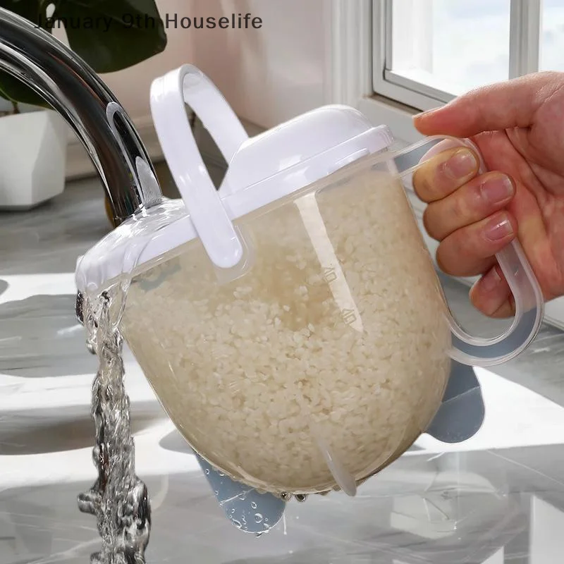 

Rice Strainer With Handle , Rice Wash Strainer Bowl With Lid Convenient Multifunctional Kitchen Items For Grain Beans