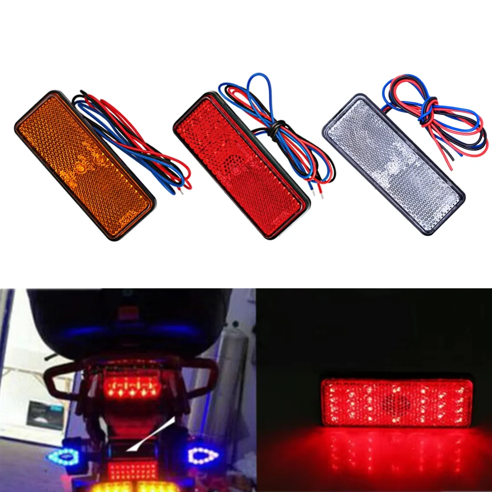 

Auto Motorcycle Square Tail Lights Truck Side Marker Lights 24LED Warning Singal Light Red White Amber LED TailLights Accessorie