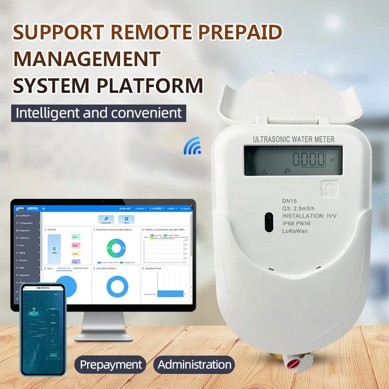 Lorawan/Gsm/Nb-iot Smart Digital Ultrasonic Water Meter Lcd Display