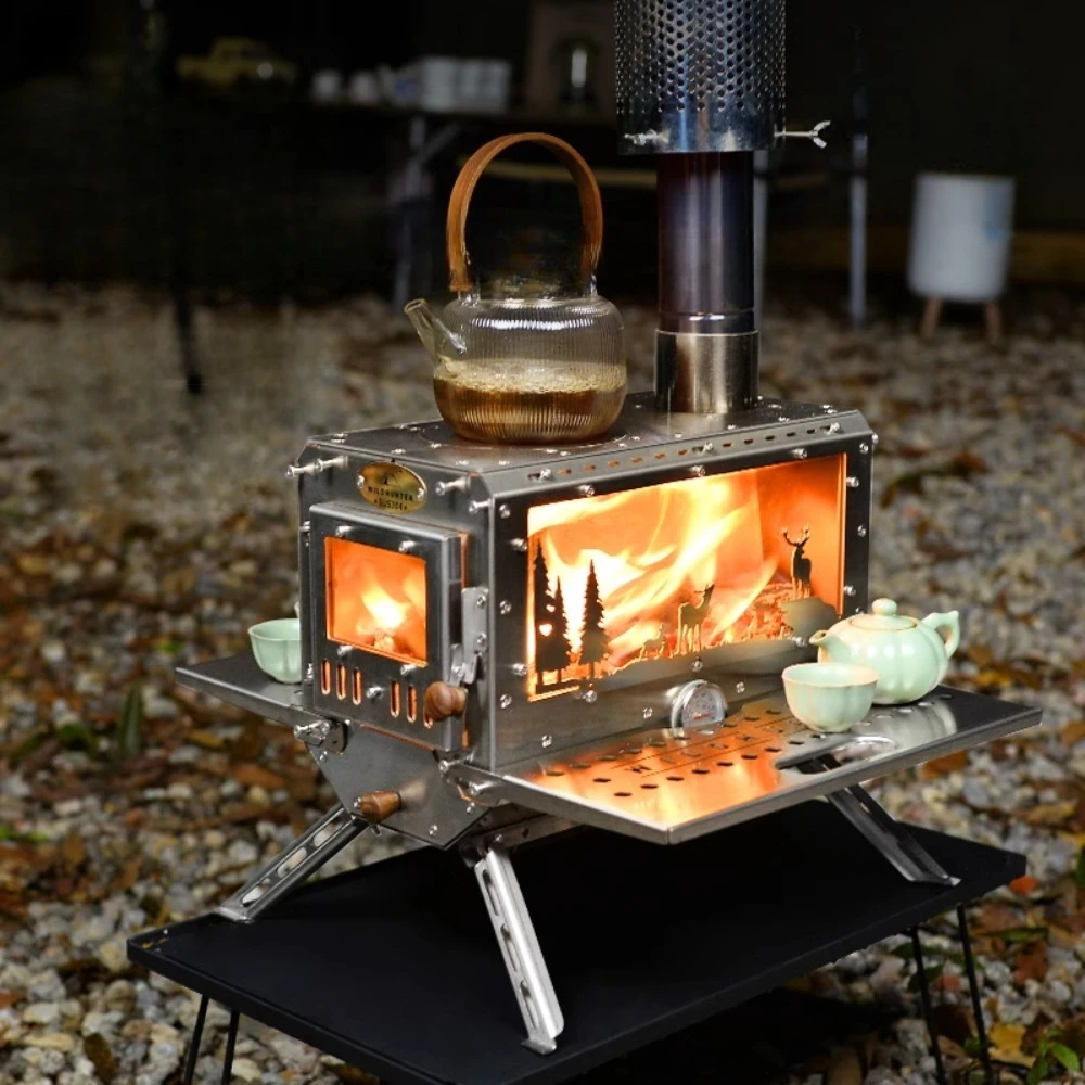

Outdoor camping elf wood stove tent 304 stainless steel folding oven, 10L boiling water capacity