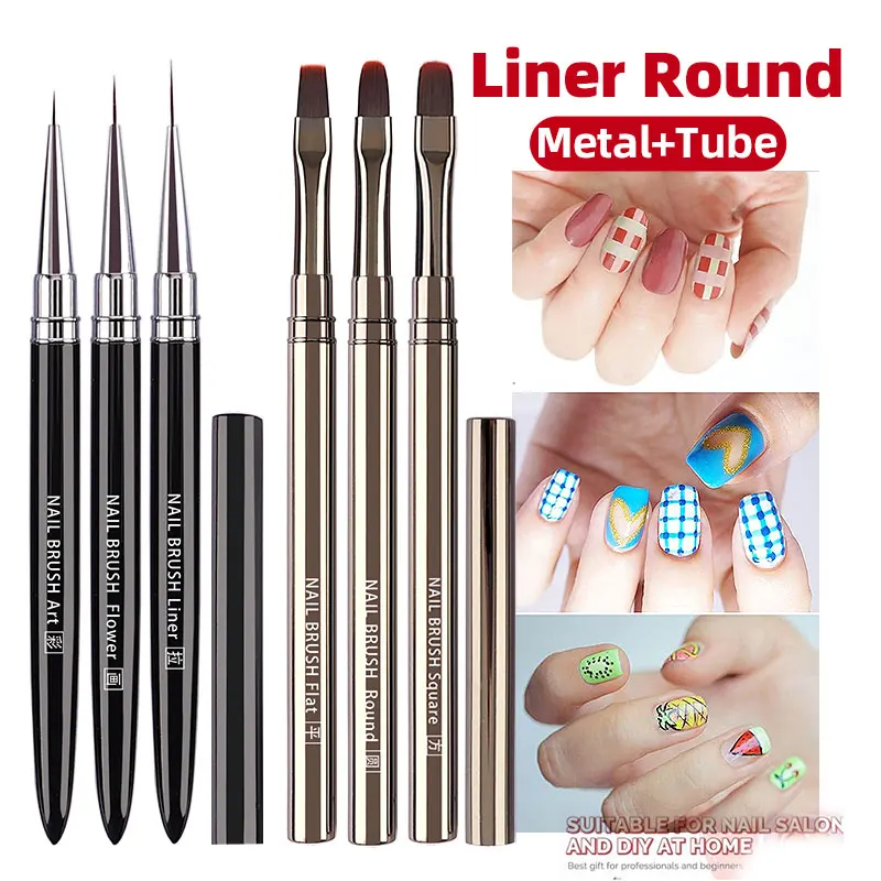 

Professional Nail Art Brushes Set Flat/Square/Round Phototherapy Brush Drawing Pen Construction Nail Brush Tools For Beginner