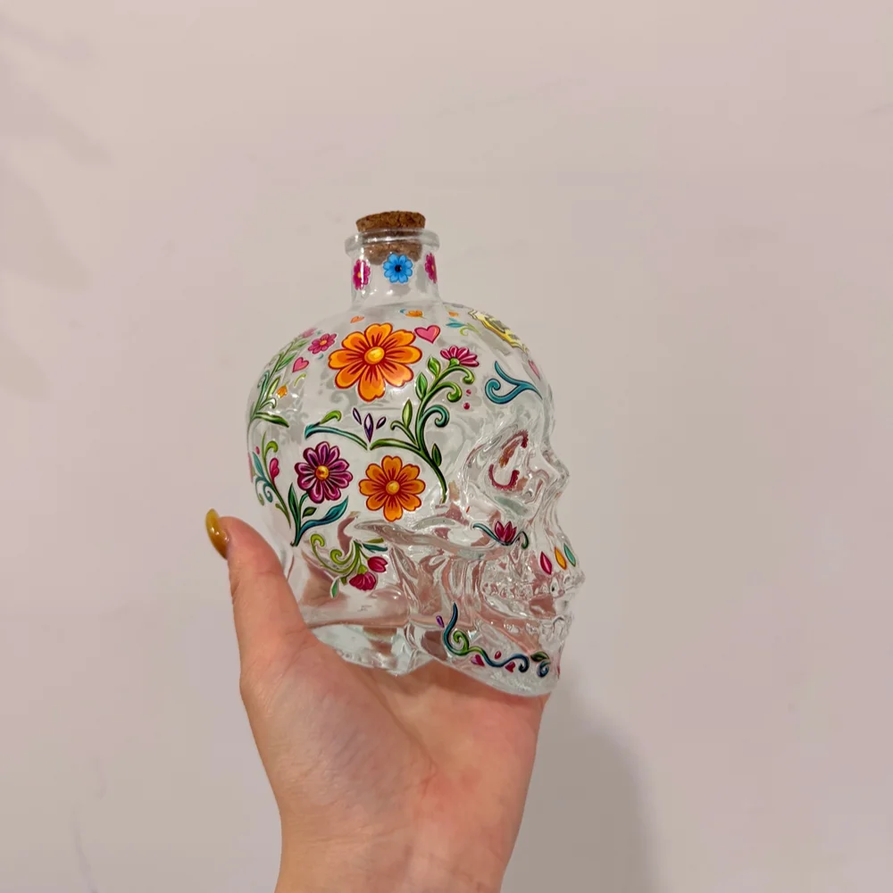 Hand-Painted Style Robin Bird Wine Glass, Christmas Holly Berry Decorative Stemless Cup, Novelty Floral Print Clear Glassware