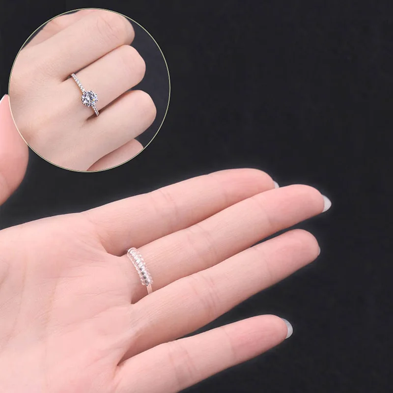 4 Sizes Transparent Invisible Ring Size Adjustment Tightener Spiral Resizing Tool JRing Accessories Based Ring Jewelry Kit