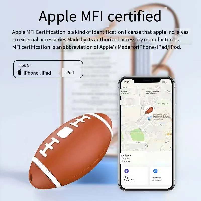 

Football inspired design, Apple waterproof locator