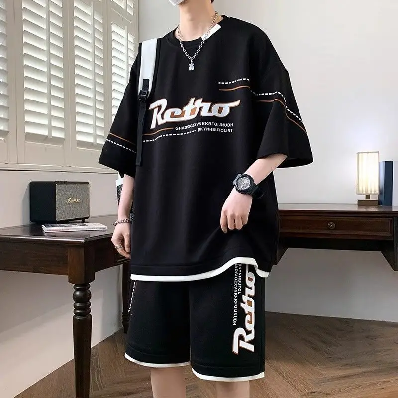 

2026 New Casual Sportswear Set for Men Summer Short Sleeve Shirt Shorts Combo with Loose Fit Quick Dry Material