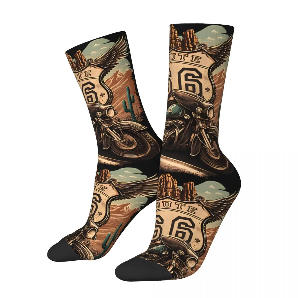 

Hip Hop Retro Motorcycle, Route 66 Crazy Men's compression Socks Unisex Highway 66 Harajuku Seamless Printed Funny Novelty Happy