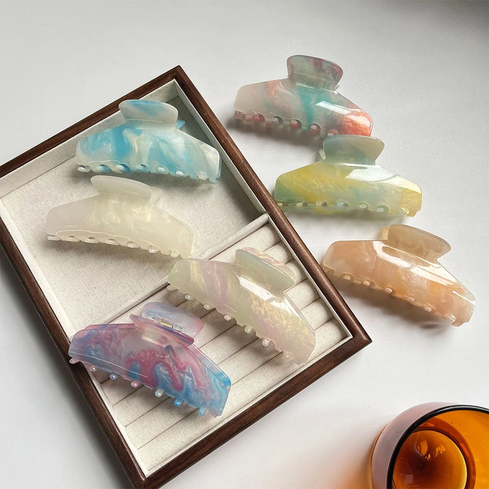 

1 шт., акриловая заколка в корейском стиле с градиентом цвета, милая весенне-летняя заколка для волос на затылке.