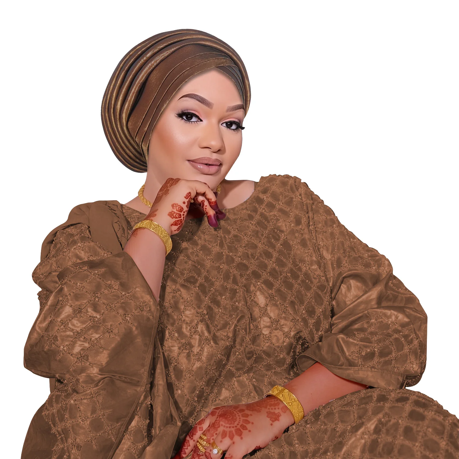 

Elegant Pleatd African Women's Turban Cap Nigeria Female Head Wraps Already Made Auto Gele Headtie Headwear Party Headpiece