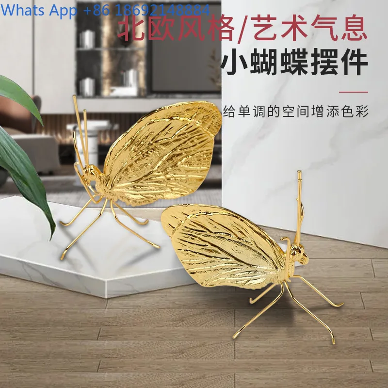 

Creative European-style Metal gold Butterfly Ornament Desktop Living Room Light Luxury Home Decoration Animal Display Craft