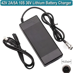 42V 2A 5A Scooter Battery Charger for 36V Lithium Battery, Universal Power Supply Adaptor with 12mm 3 Prong Connector