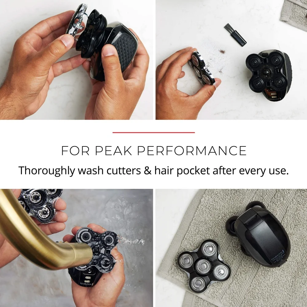 Cordless Waterproof Head Shaver with 5 Dual Track Heads Multidirectional Pivot Flex Contour Easy Cleanup Smooth Shave