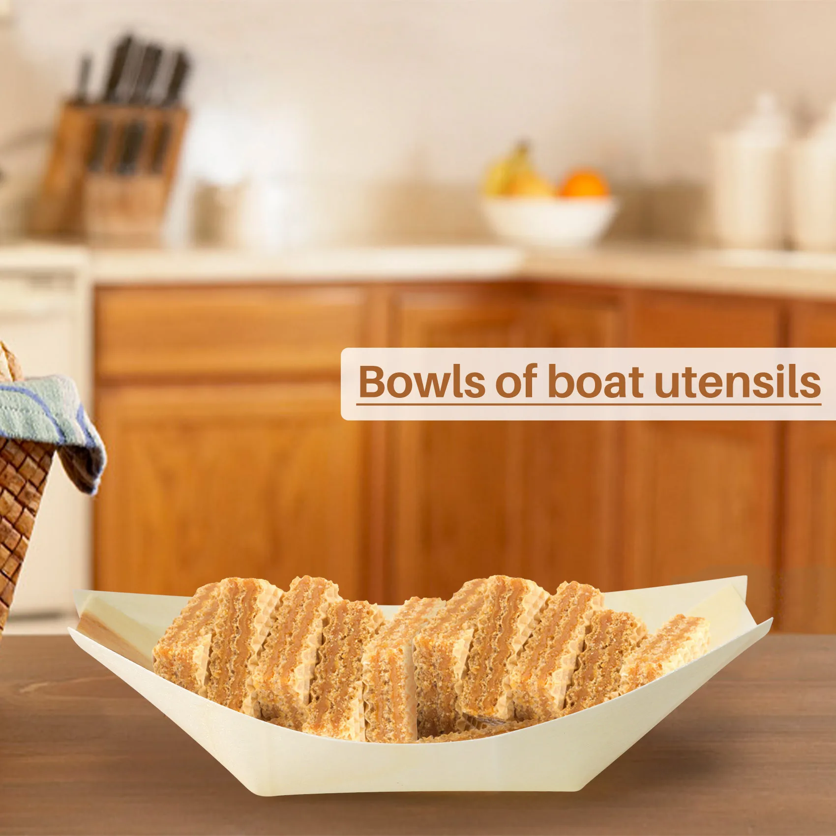 200X Finger foods-cuencos, "barco" madera Biodegradable 11 Cm X 6,5 Cm