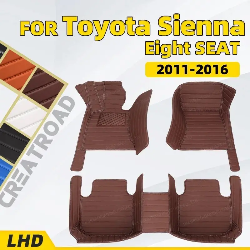 Custom Car floor mats for Toyota Sienna（Eight SEAT）2011 2012 2013 2014 2015 2016 auto foot Pads automobile carpet cover