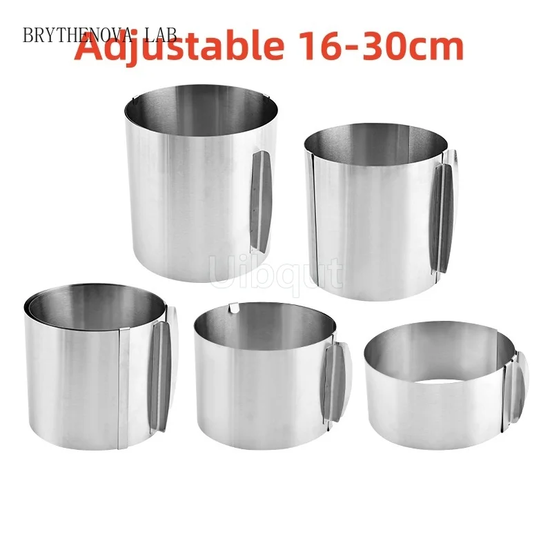 Adjustable Cake Ring for Baking 430 Stainless Steel 6-30cm Telescopic Ring Mousse Rustproof with Scale 3D Cake Baking Molds