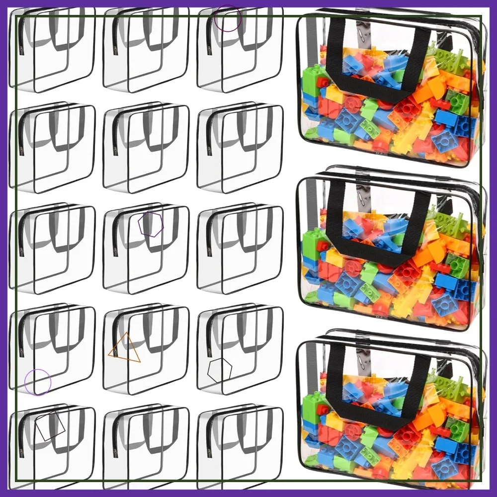 

18 больших водонепроницаемых сумок для хранения игрушек из ПВХ с этикетками и застежкой-молнией для пазлов, кубиков, книг
